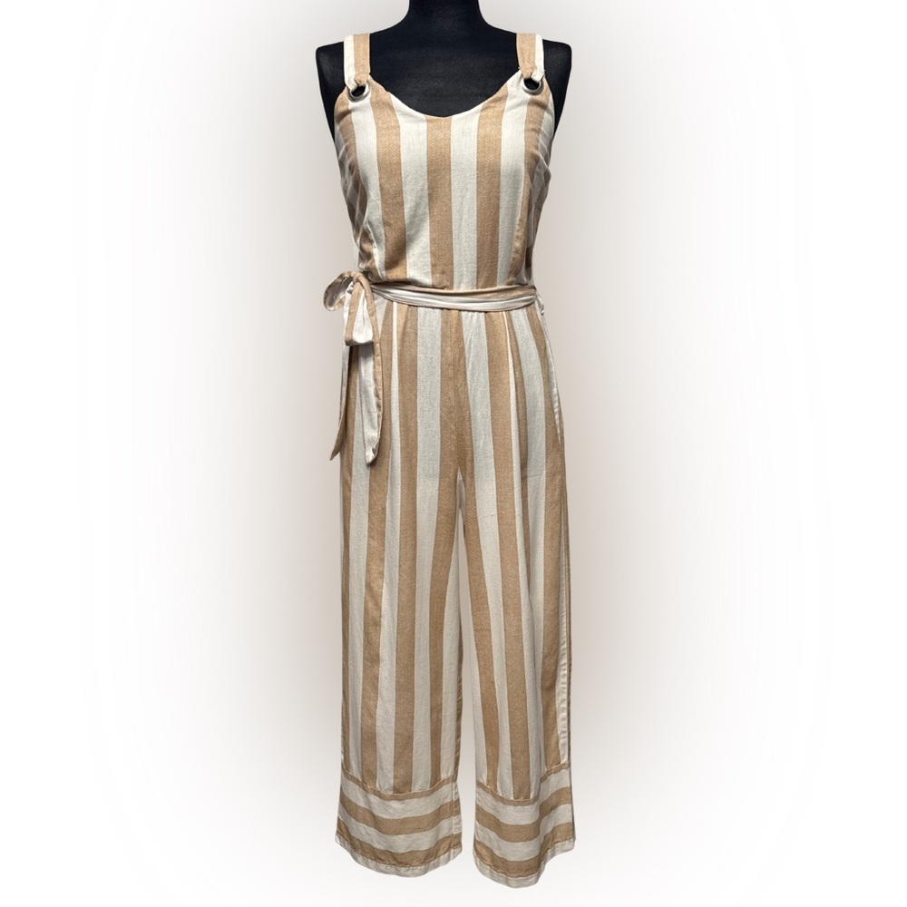 Japna Striped Wide-Leg Jumpsuit with Tie Waist - Size M